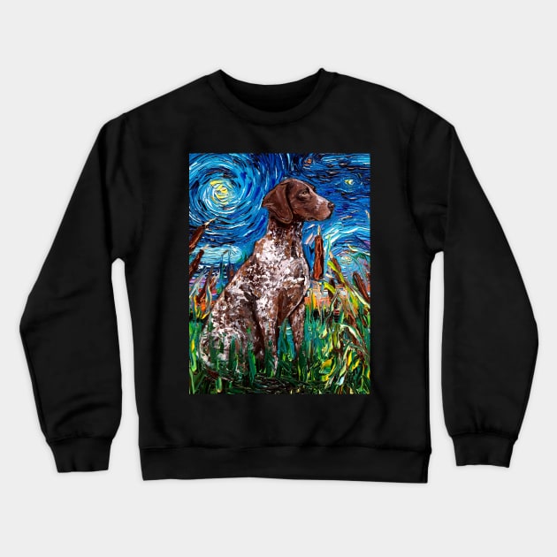 German Shorthair Pointer Night Crewneck Sweatshirt by sagittariusgallery